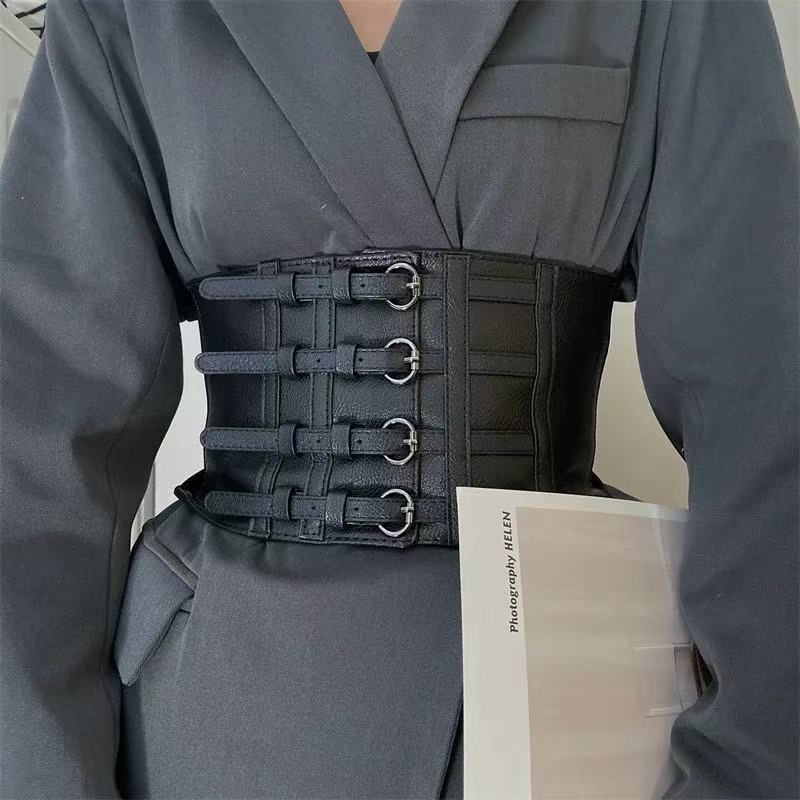 Wholesale European Street Fashion Suspenders Waist Belt - Punk Style Black Belt for Women - Image 4