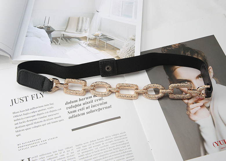 Women Chain Decorated Elastic Waist Belt - Detail 2