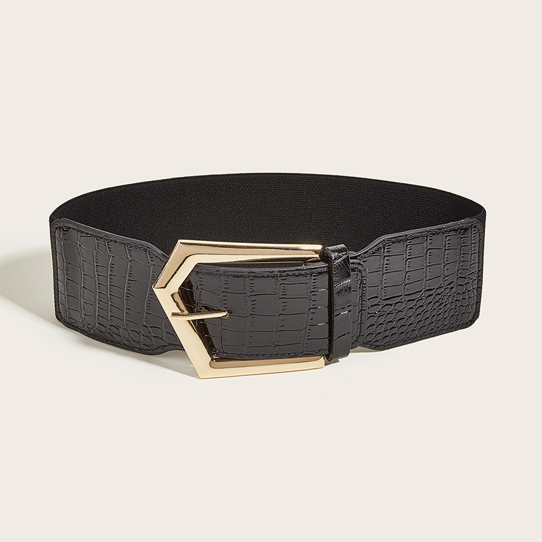 Bulk Irregular Buckle Waist Belts - Stone Pattern Wide Elastic Belt for Dresses - Image 2