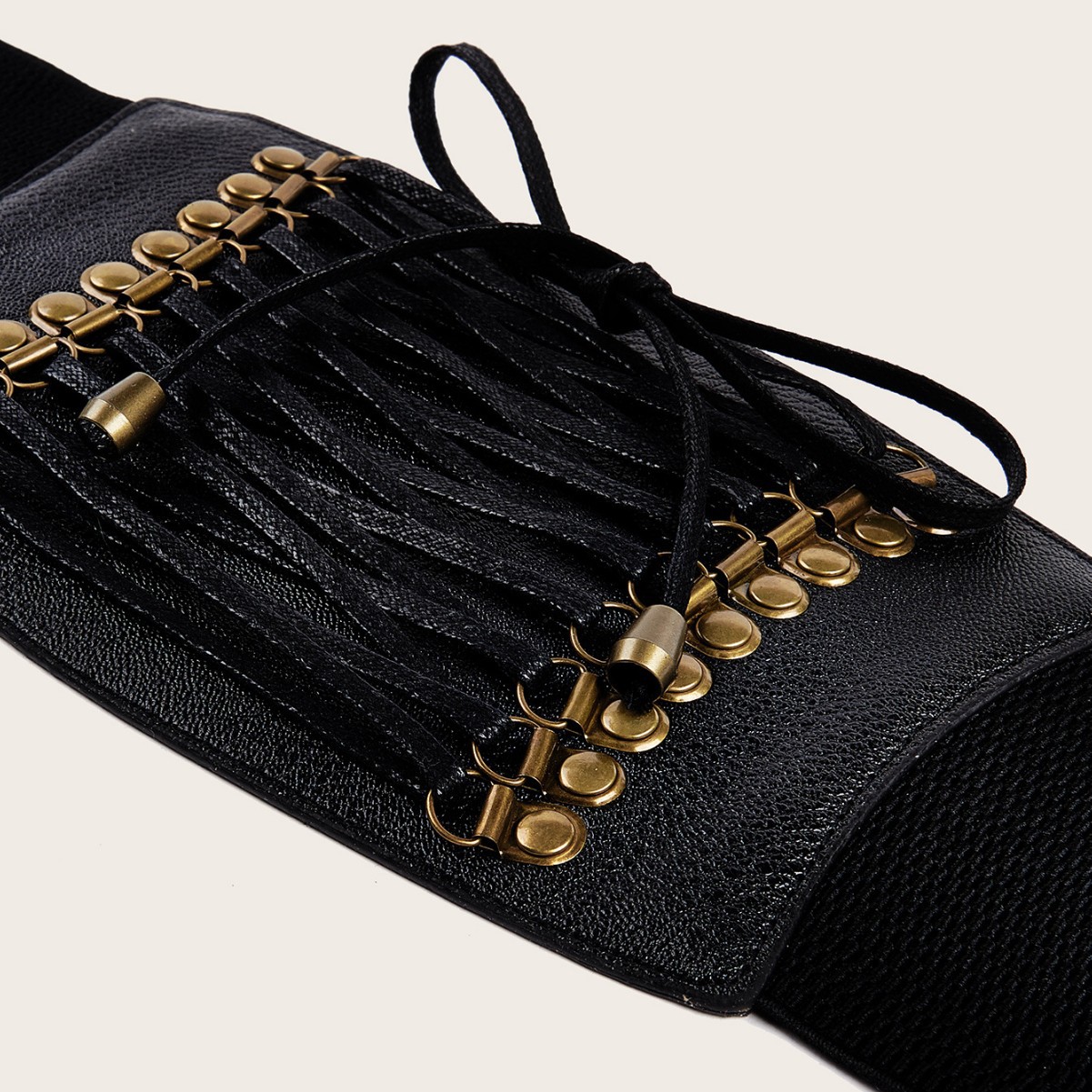 Women Bronze Shoe Buckle Cross Waist Belt - Detail 3