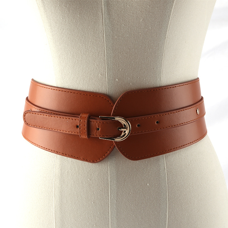 Wholesale Vintage Double Buckle Belts - 3 Colors Wide Elastic Waist Belt for Dresses - Image 4