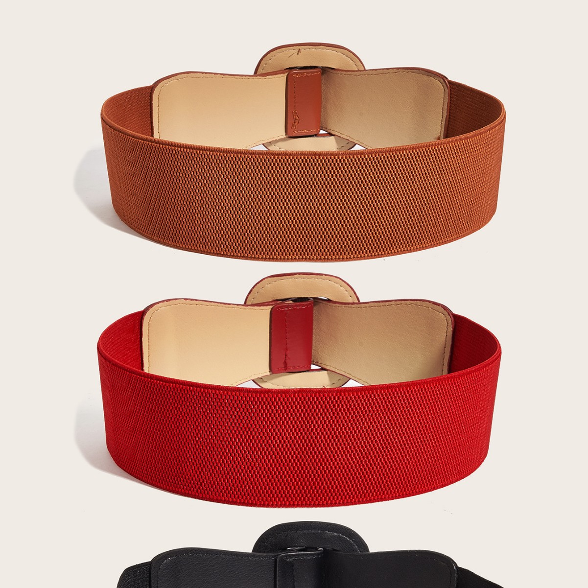Bulk Square Buckle Elastic Belts - 3 Colors Waist Belt for Dresses and Long Shirts - Image 4