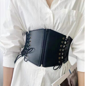 Wholesale Eyelet Zipper Corset Belts - Vintage Lace-Up Belt with Antique Bronze Hardware