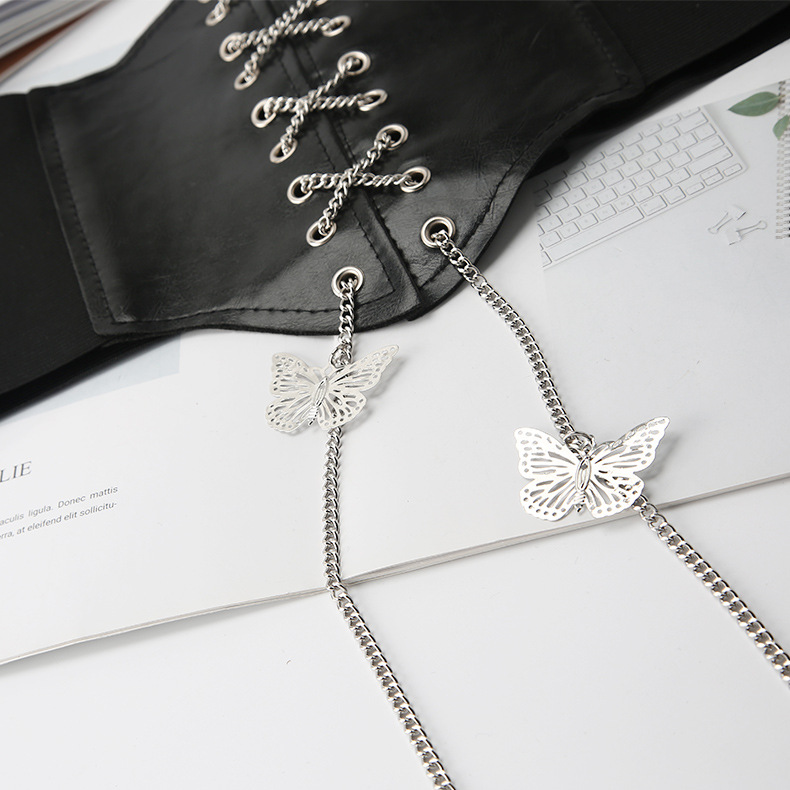 Bulk Butterfly Chain Corset Belts - Korean Style Wide Elastic Waist Belt for Dresses - Image 3