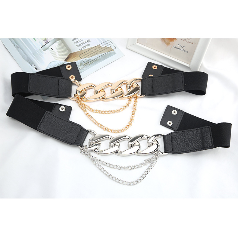 Women Elastic Chain Belt Decorative Waist Belt