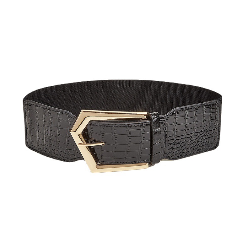 Bulk Irregular Buckle Waist Belts - Stone Pattern Wide Elastic Belt for Dresses - Image 5