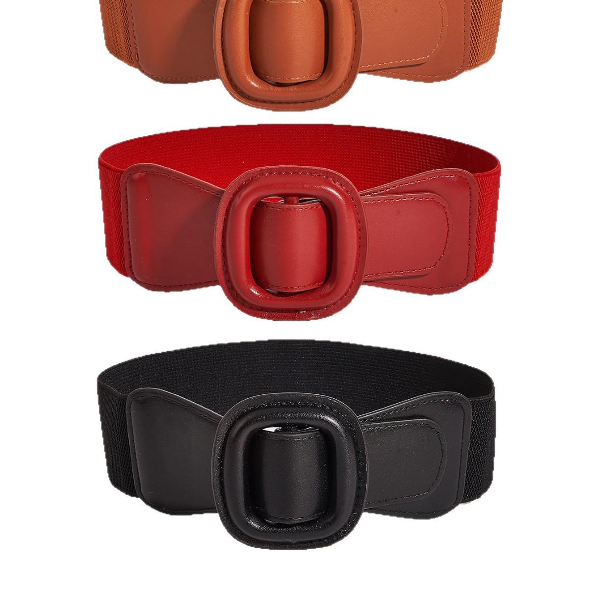 Bulk Square Buckle Elastic Belts - 3 Colors Waist Belt for Dresses and Long Shirts - Image 5