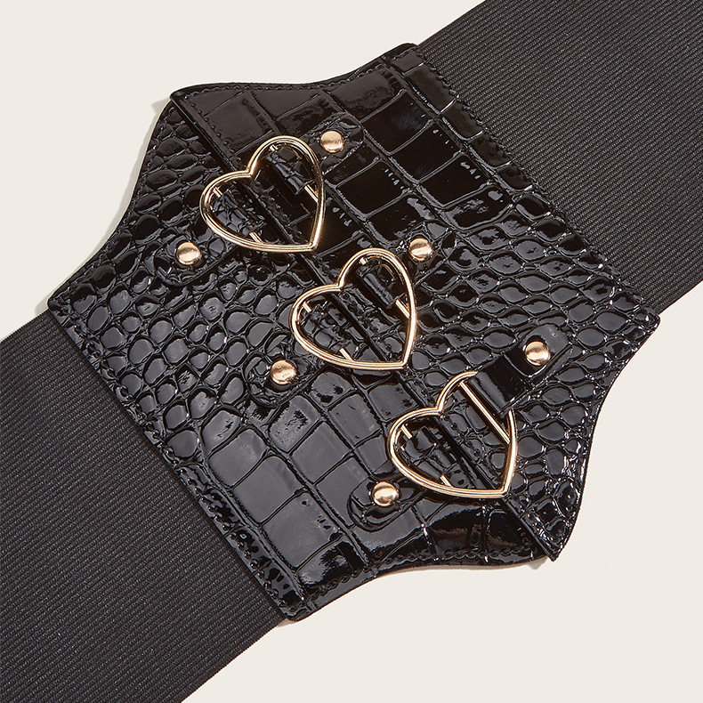 Women Stone Pattern Heart Velcro Waist Belt - Detail 2