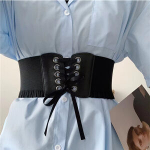 Women Hepburn Style Wavy Elastic Lace-up Corset Belt
