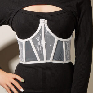 Bulk Lace Mesh Corset Belts - 2 Colors Steel Boned Waist Cincher with Hook Closure