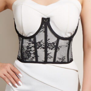 Women Floral Lace Corset Bustier - Main Image