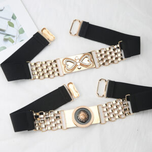 Women Heart Buckle Rhinestone Belt - Main Image