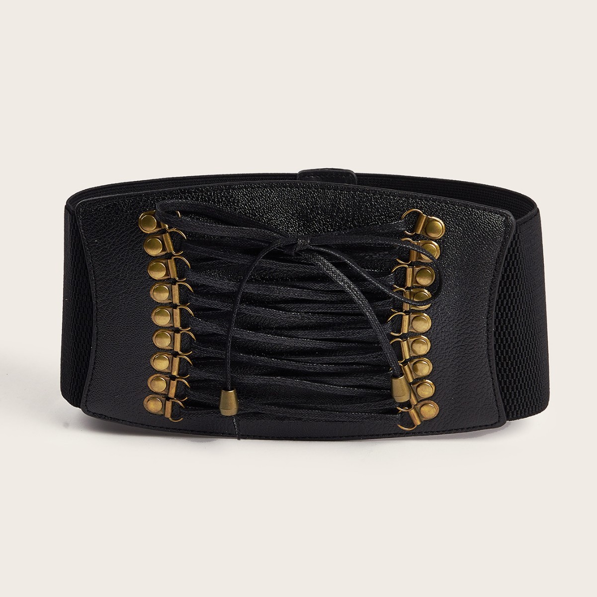 Women Bronze Shoe Buckle Cross Waist Belt - Detail 1