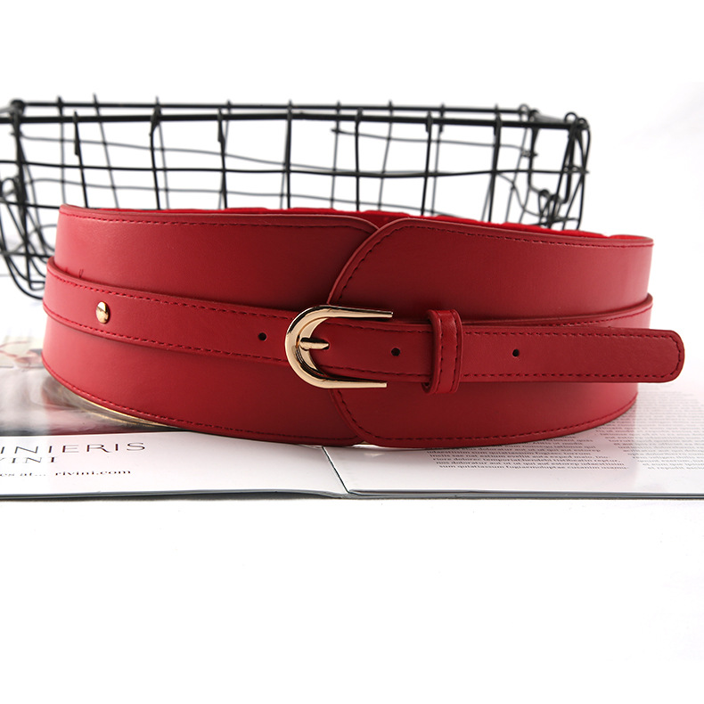 Wholesale Vintage Double Buckle Belts - 3 Colors Wide Elastic Waist Belt for Dresses - Image 2