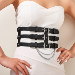 Punk Style Three-Row Pin Buckle Belt