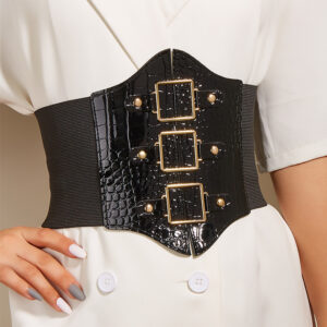 Stone Pattern 3 Square Buckle Belt