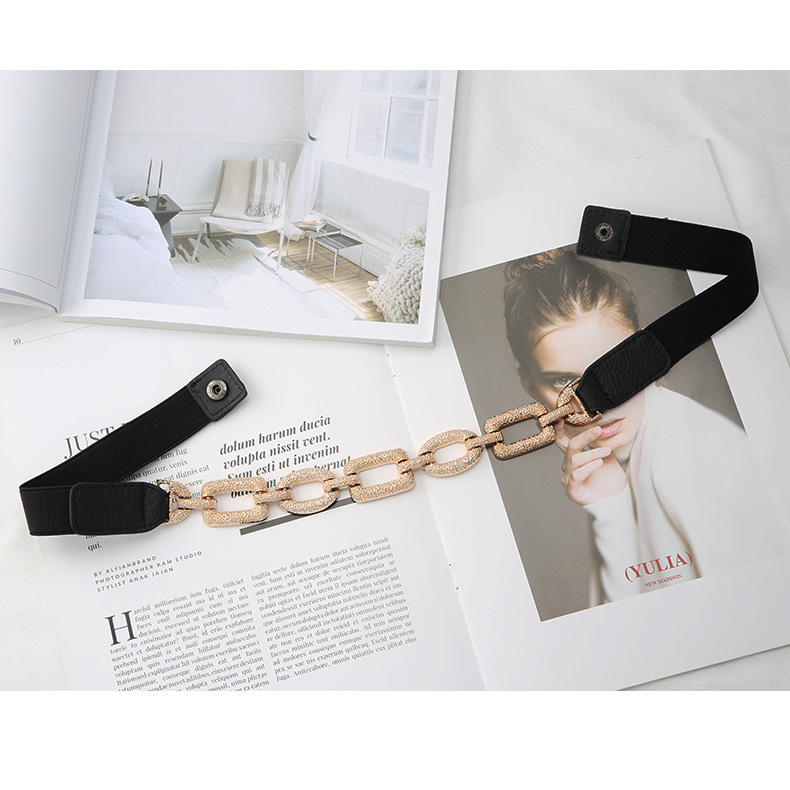 Women Chain Decorated Elastic Waist Belt - Detail 1