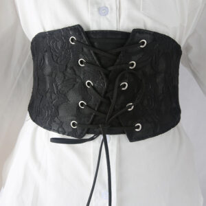 Women Lace Wide Elastic Waist Belt - Main Image