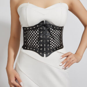 Women Mesh Transparent Lace-up Waist Belt - Main Image