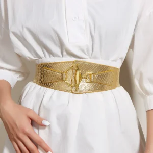 Wholesale Vintage Gold Buckle Elastic Waist Belt for Women - Wide Cinch Belt for Dresses & Coats
