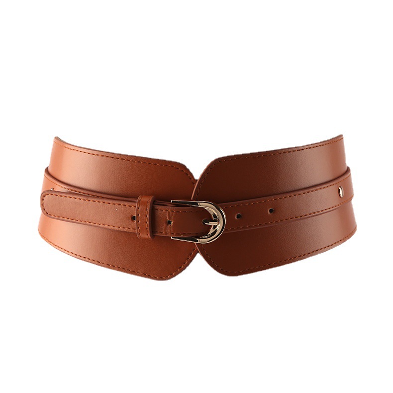 Wholesale Vintage Double Buckle Belts - 3 Colors Wide Elastic Waist Belt for Dresses - Image 5