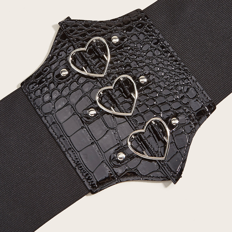 Women Stone Pattern Heart Velcro Waist Belt - Detail 3
