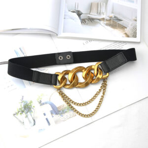 Wholesale Vintage Gold Chain Belts - Antique Gold Elastic Waist Belt for Dresses