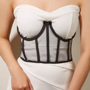 Wholesale European Style Mesh Corset Belt - Steel Boned Waist Cincher with Hook Closure