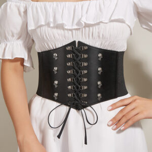 European American Style Wide Belt - Skull Axe Design