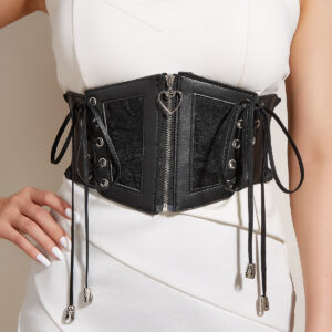 Wholesale Women Lace Corset Belt Heart Zipper Front - Main