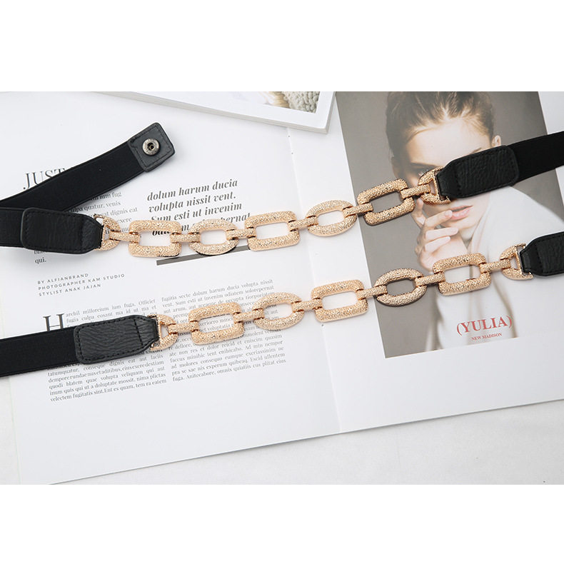 Women Chain Decorated Elastic Waist Belt - Main Image