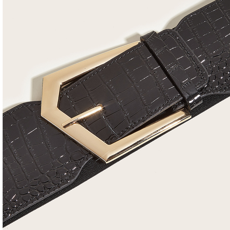 Bulk Irregular Buckle Waist Belts - Stone Pattern Wide Elastic Belt for Dresses - Image 4