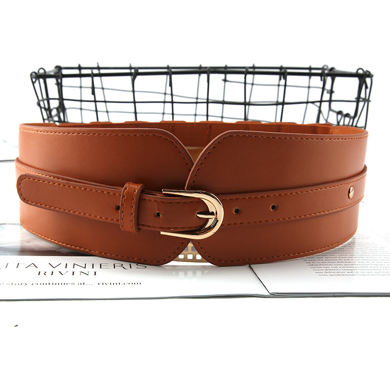 Wholesale Vintage Double Buckle Belts - 3 Colors Wide Elastic Waist Belt for Dresses - Image 3