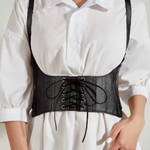 Wholesale Punk Style Suspenders Corset Belt - Street Fashion Black Harness Belt