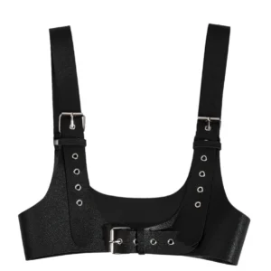 Wholesale Dark Gothic Leather Harness Corset Belt - Chain Detail Bustier Waist Belt