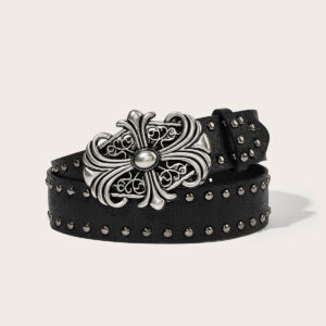 Punk Rivet Belt - Cross Snap Button PU Leather Belt