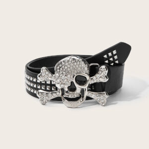 Skull Head Punk Belt - Fashionable Youth Belt with Rivets 欧美风 时尚 新款 休闲 百搭