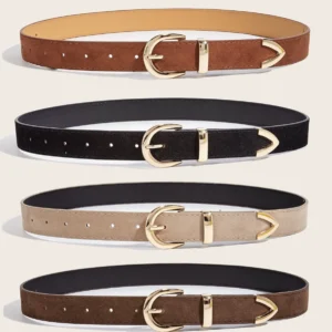 Women Suede Belt with 3-Piece Buckle