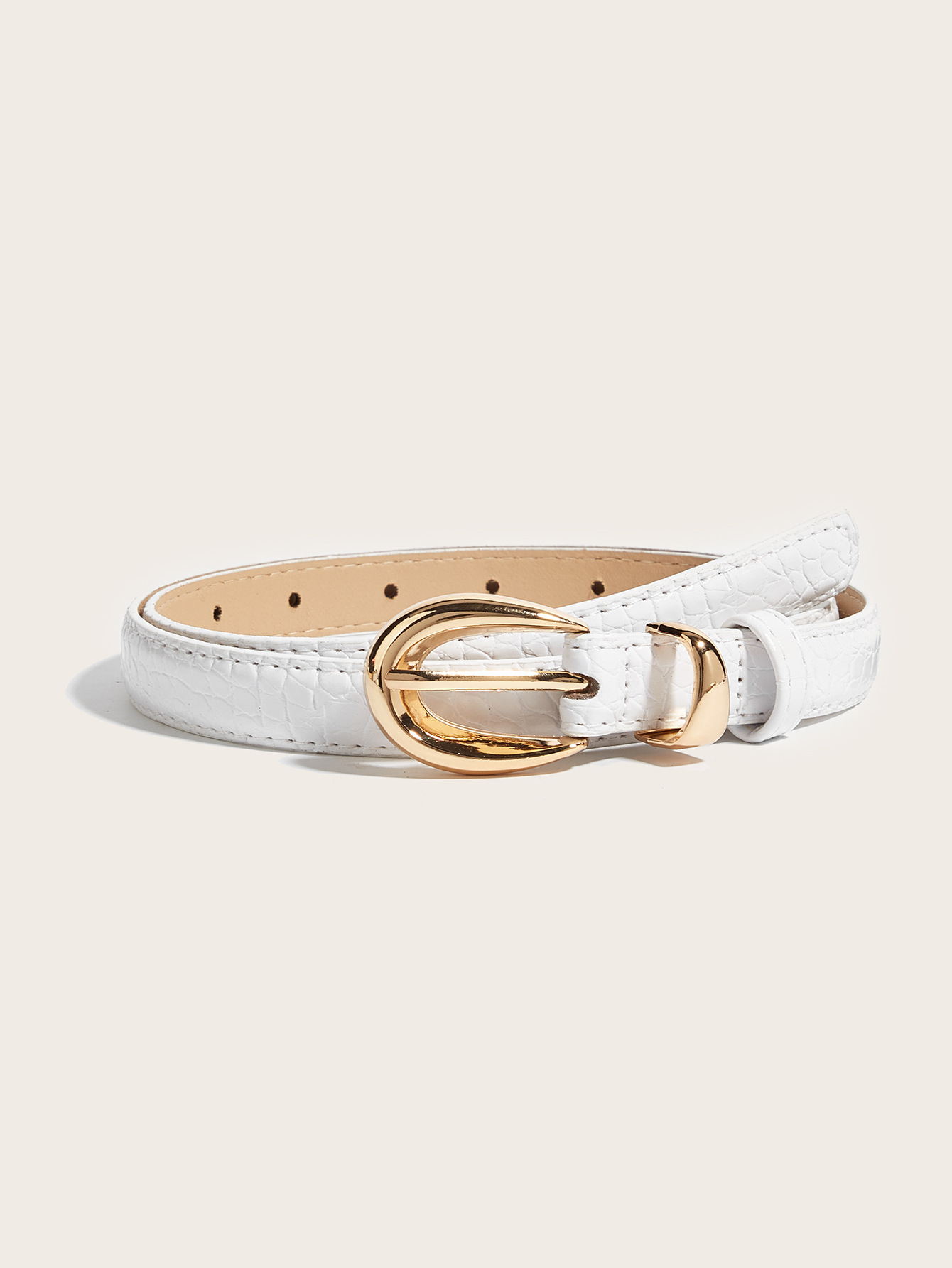 Women's Vintage Slim Belt - Coffee with Gold Buckle