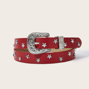 American Retro Star Buckle Belt - Red and White