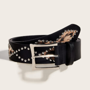 Punk Western Leopard Print Rivet Belt