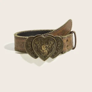 Bronze Overlapping Heart Snap Button Belt