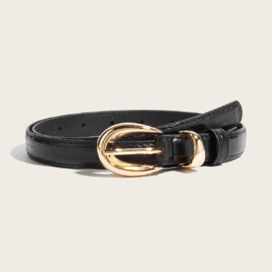 Women's Vintage Slim Belt - Black with Gold Buckle