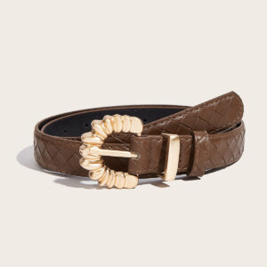 Gold Pin Buckle PU Leather Belt - Black and Brown