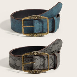 American Retro Y2K Ethnic Style Leather Belt - Star Compass Pattern