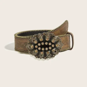 Vintage Bronze Flower Rhinestone Belt