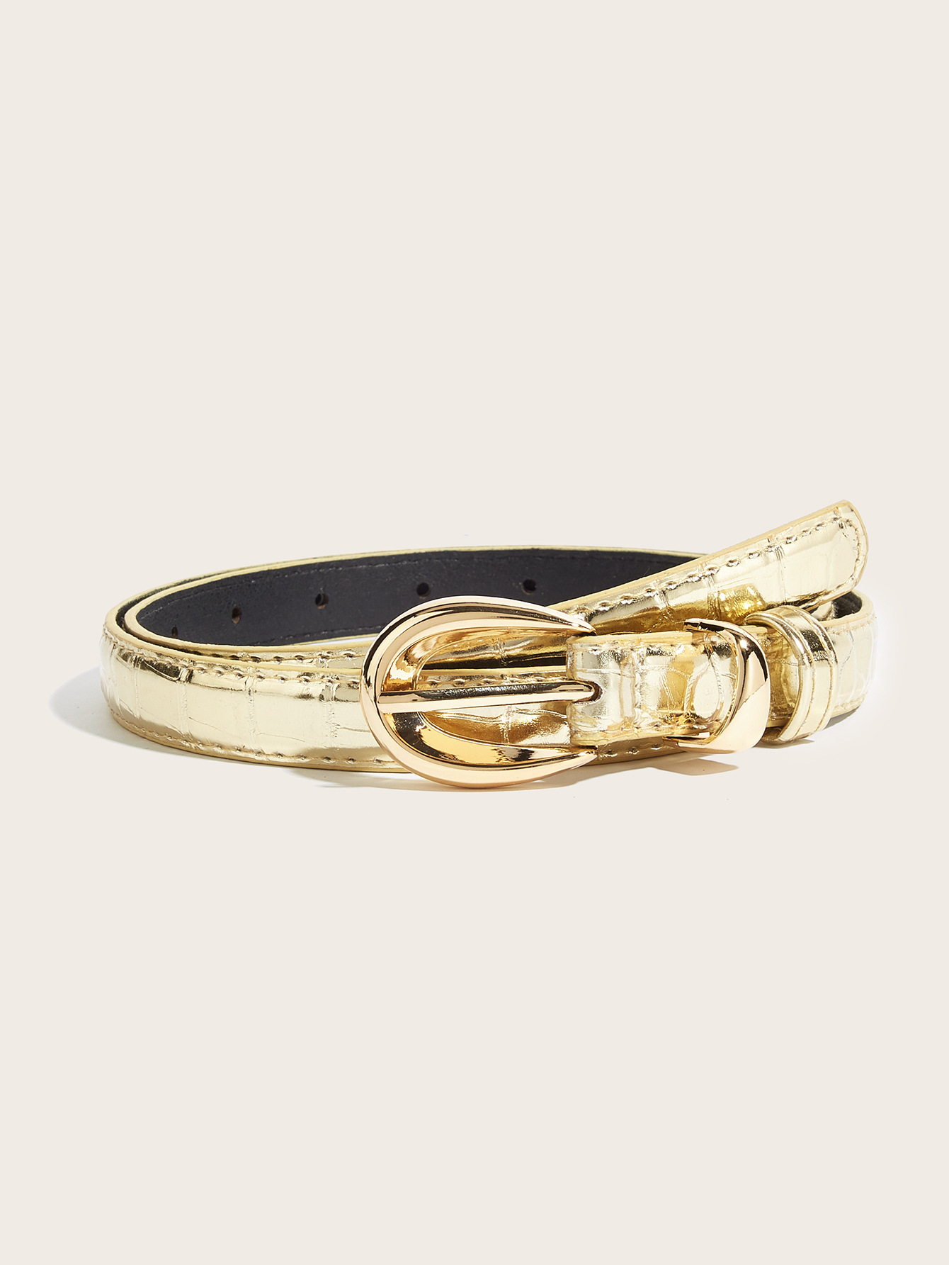 Women's Vintage Slim Belt - White with Gold Buckle