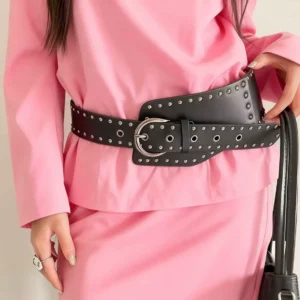 Korean Style Black Rivet Belt - Main Image