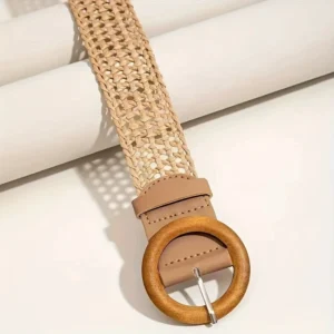 Bulk Woven Mesh Waist Belt | Boho Round Buckle Cotton Belt for Women Fashion Wholesale