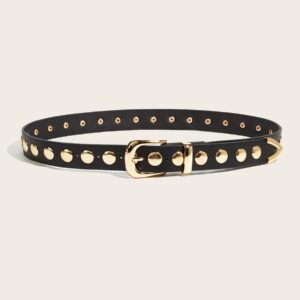 Punk Rivet Heavy Metal Belt - Black and Silver Studs